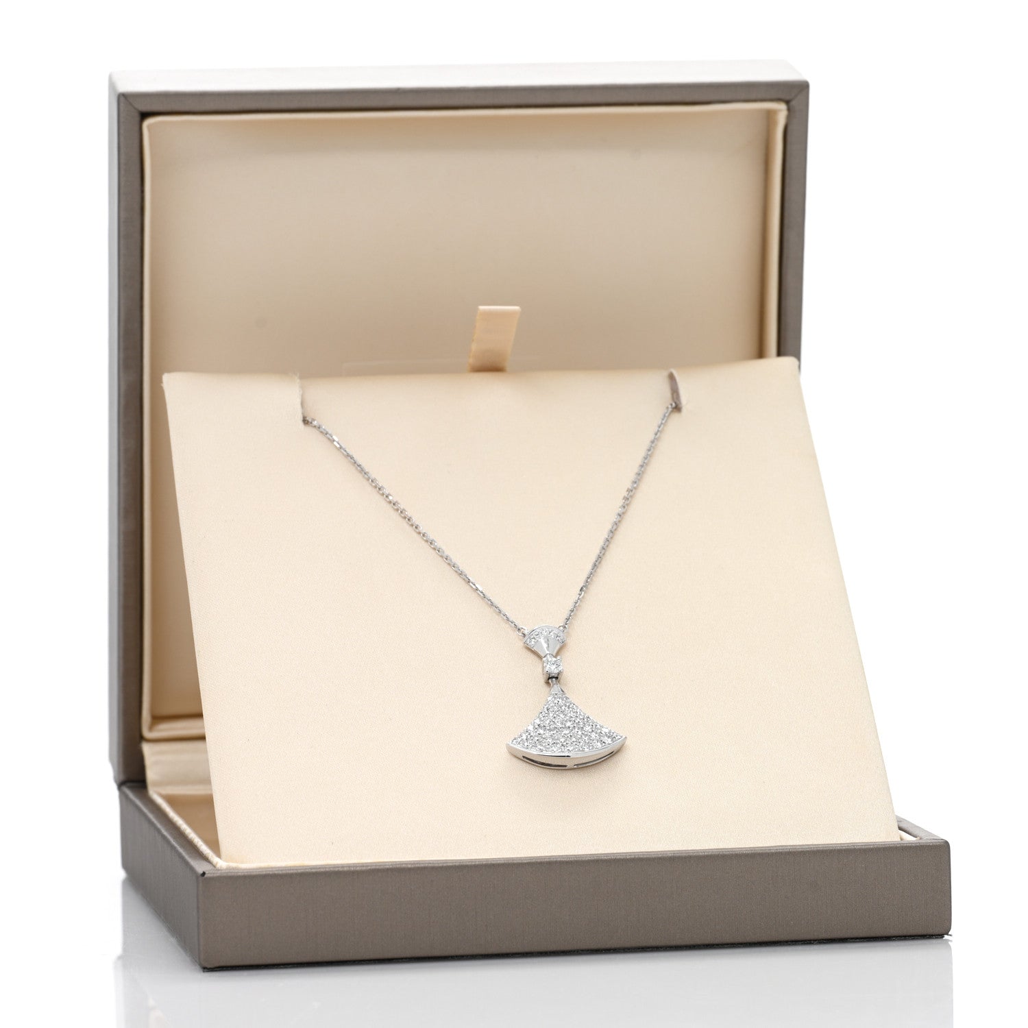Bulgari 18K White Gold Diamond Large Divas' Dream Pave Necklace 3 of 5