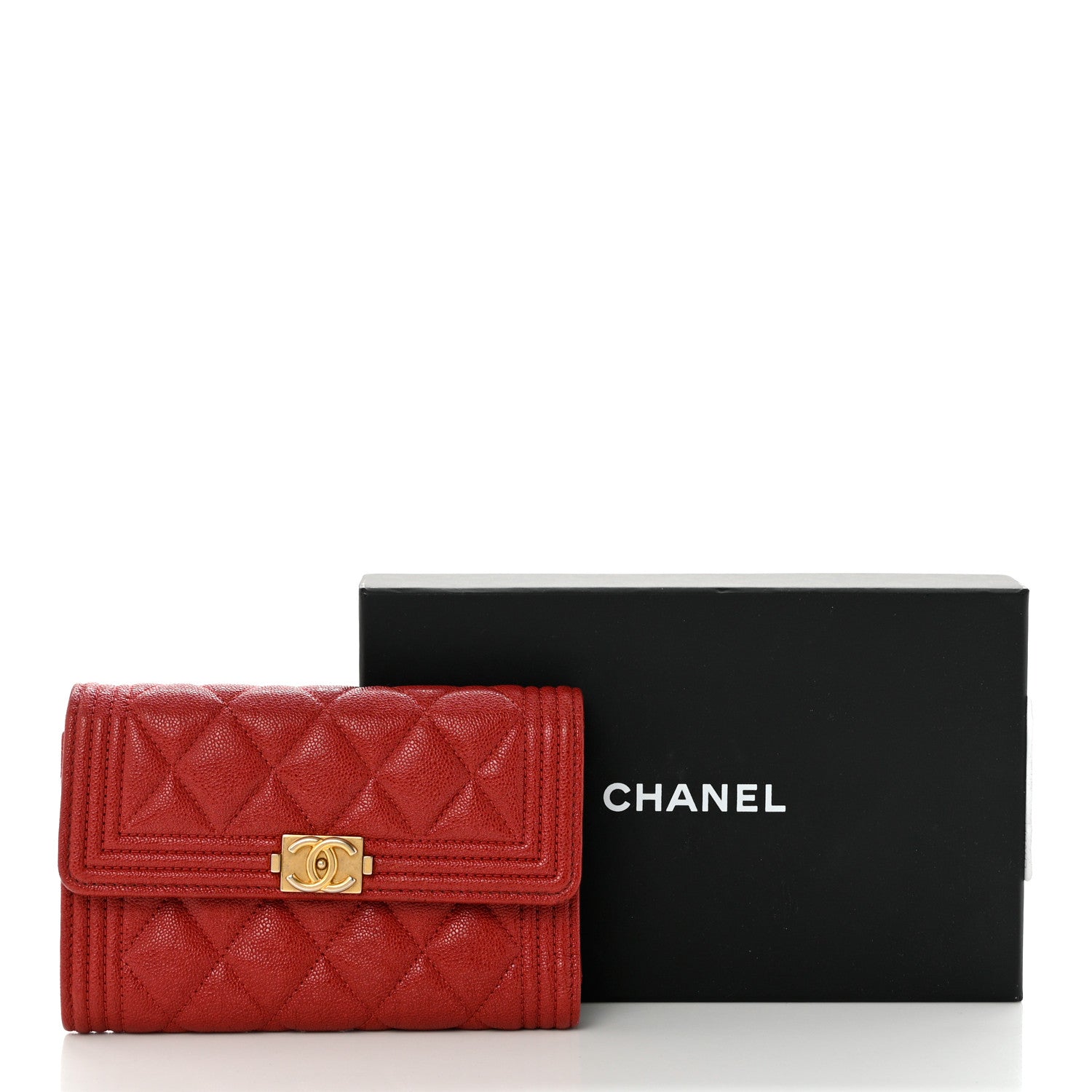 Chanel Caviar Quilted Medium Boy Flap Wallet Red 9 of 9