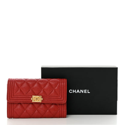 Chanel Caviar Quilted Medium Boy Flap Wallet Red 9 of 9