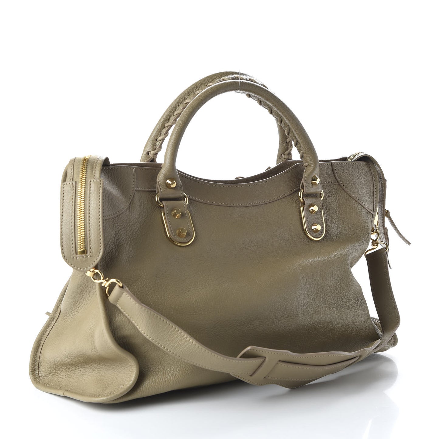 Chevre Gold Metallic Edge Hardware City Beige Latte