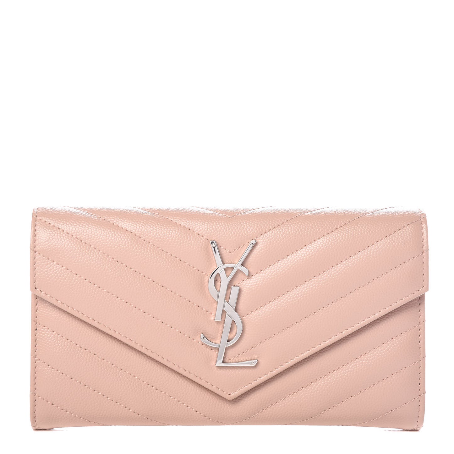 Grain De Poudre Matelasse Chevron Monogram Flap Wallet Pale Pink