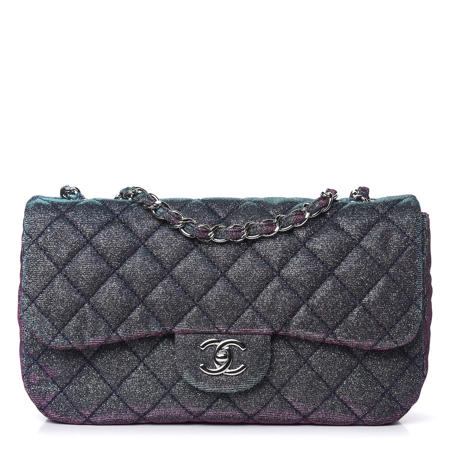 Chanel Iridescent Glitter Fabric Jumbo Single Flap Multicolor 1 of 12