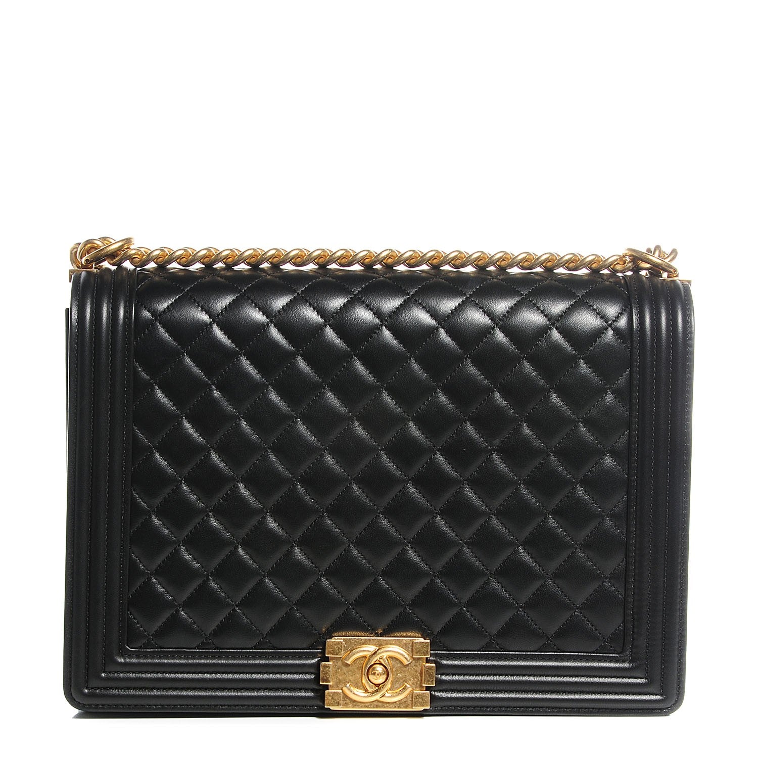 Chanel Lambskin Quilted Large Boy Flap Black 1 of 8