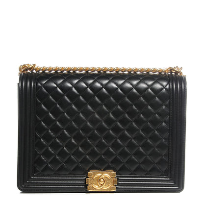 Chanel Lambskin Quilted Large Boy Flap Black 1 of 8
