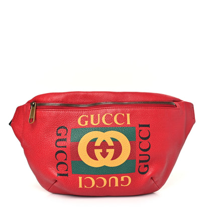 Gucci Grained Calfskin Logo Belt Bag Hibiscus Red 1 of 10