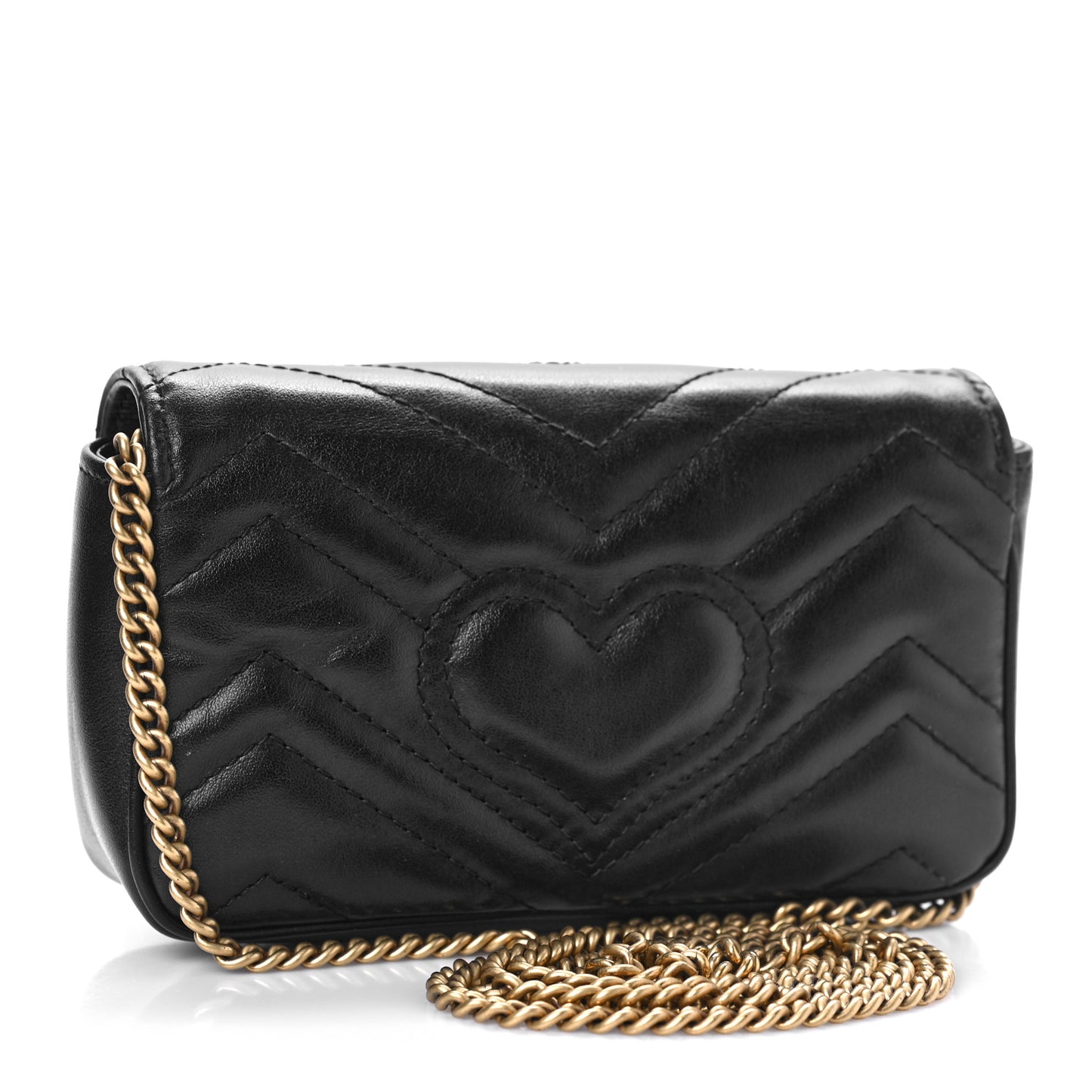Calfskin Matelasse Super Mini GG Marmont Shoulder Bag Black