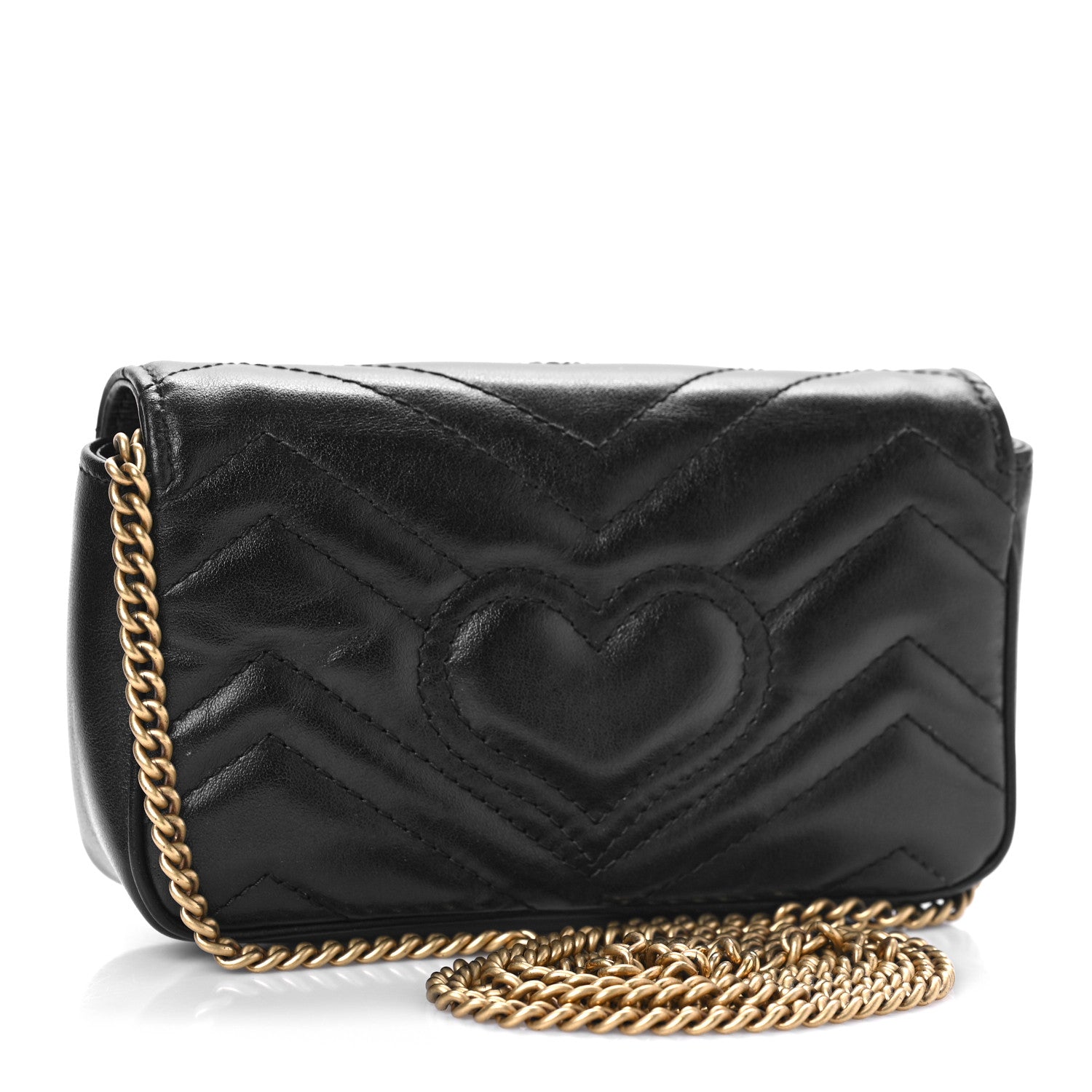 Gucci Calfskin Matelasse Super Mini GG Marmont Shoulder Bag Black 3 of 15