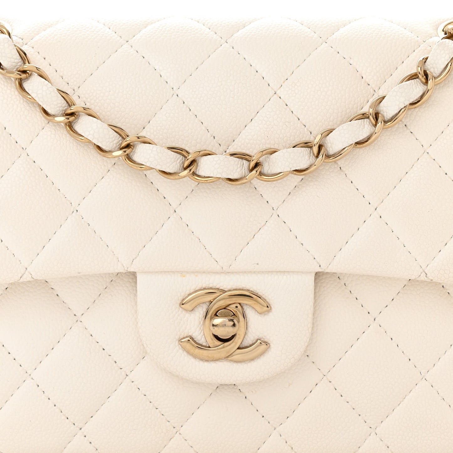 Caviar Quilted Small Double Flap White