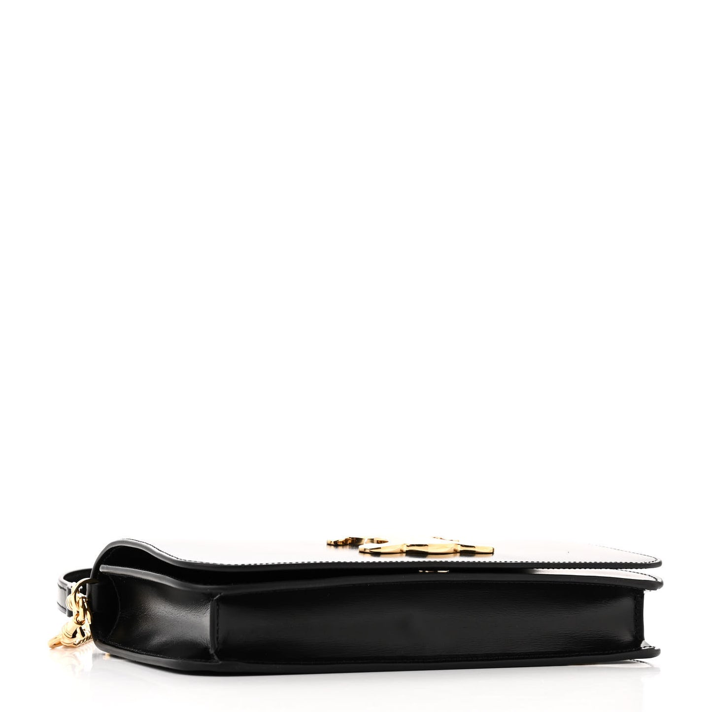 Shiny Calfskin Triomphe Chain Shoulder Bag Black