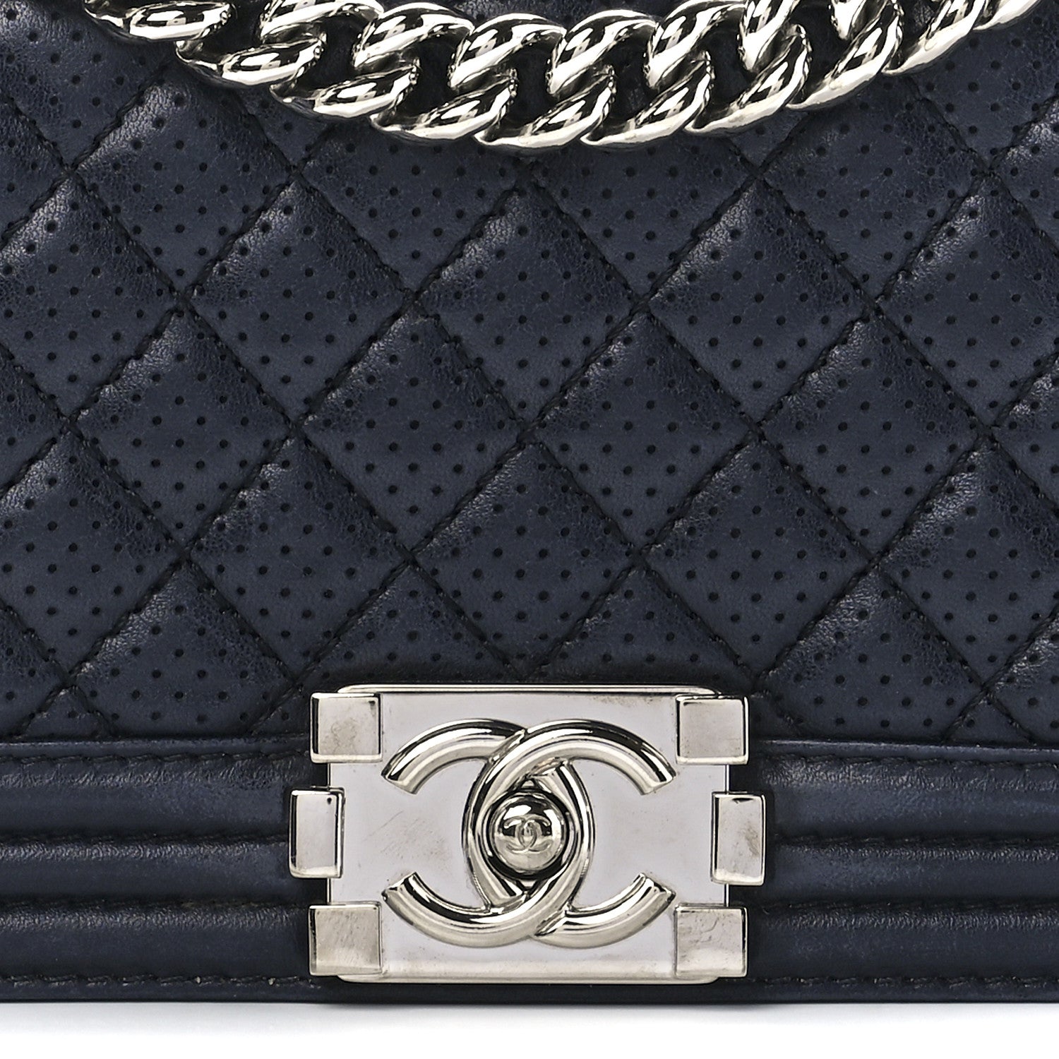 Chanel Lambskin Perforated Medium Boy Flap Navy 8 of 11
