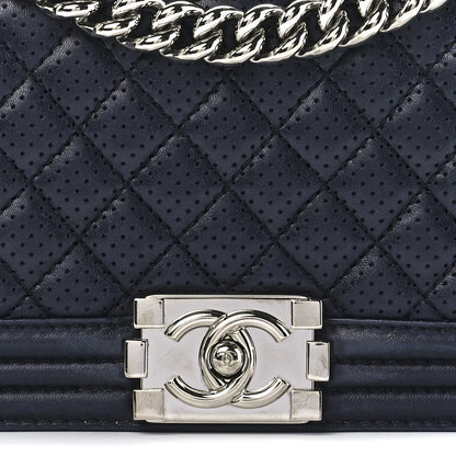 Chanel Lambskin Perforated Medium Boy Flap Navy 8 of 11
