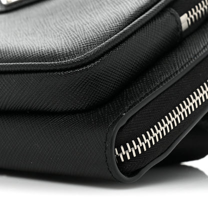 Prada Saffiano Travel Double Zip Crossbody Belt Bag Black 8 of 9