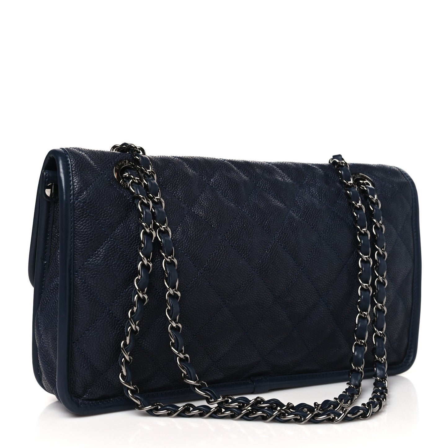 Caviar Quilted Medium French Riviera Flap Dark Navy Blue