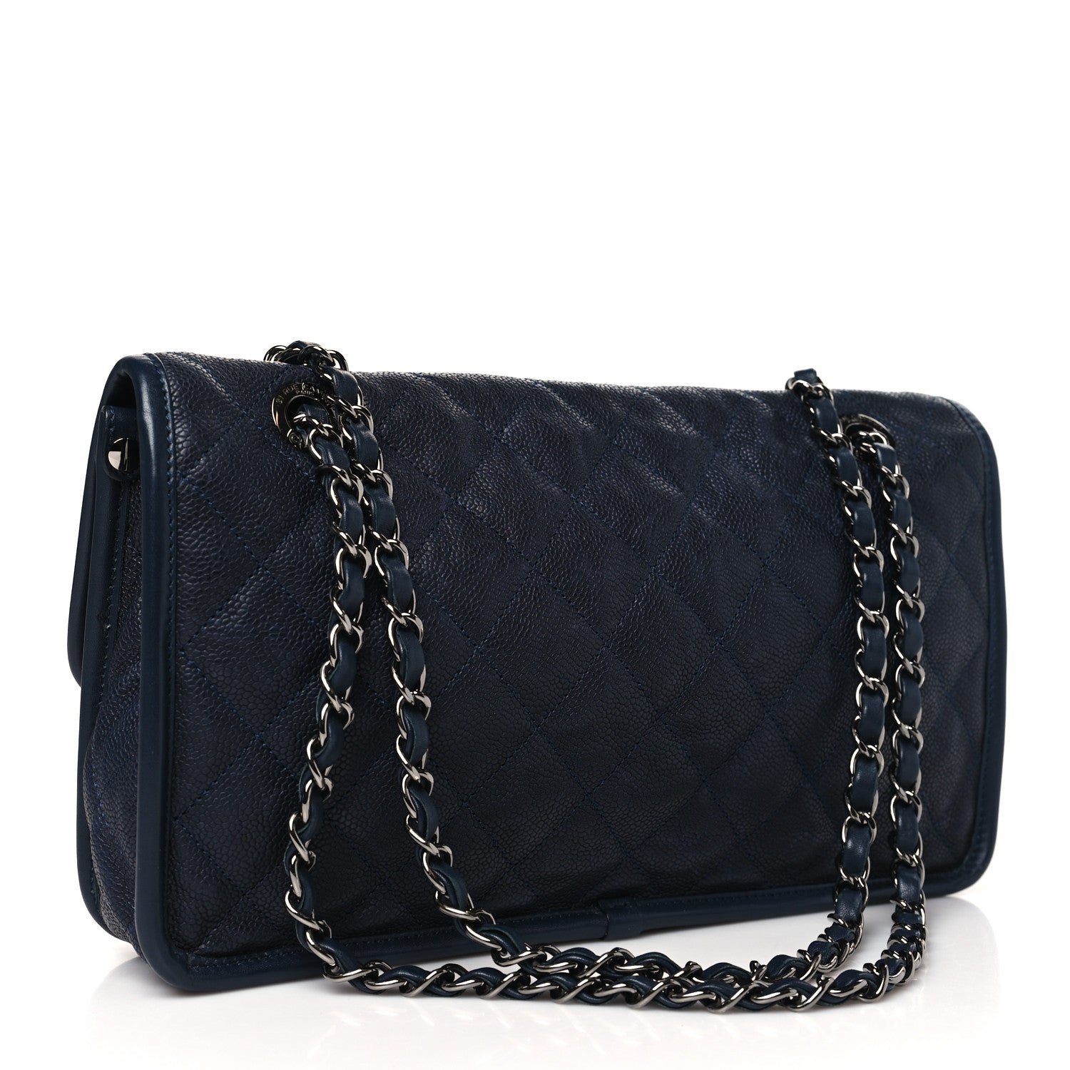 Chanel Caviar Quilted Medium French Riviera Flap Dark Navy Blue 3 of 11