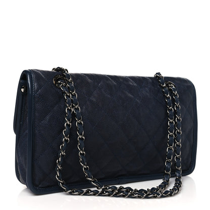 Chanel Caviar Quilted Medium French Riviera Flap Dark Navy Blue 3 of 11