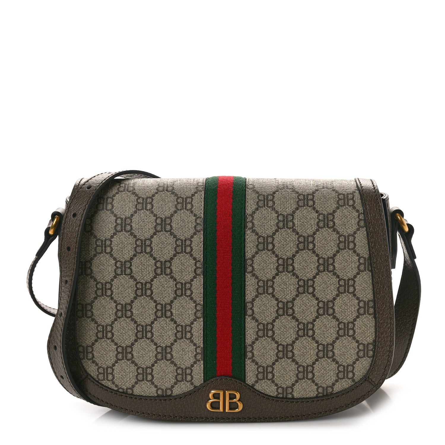 Gucci X BALENCIAGA BB Supreme Monogram Web Small Ophidia Shoulder Bag Beige New Acero 1 of 10
