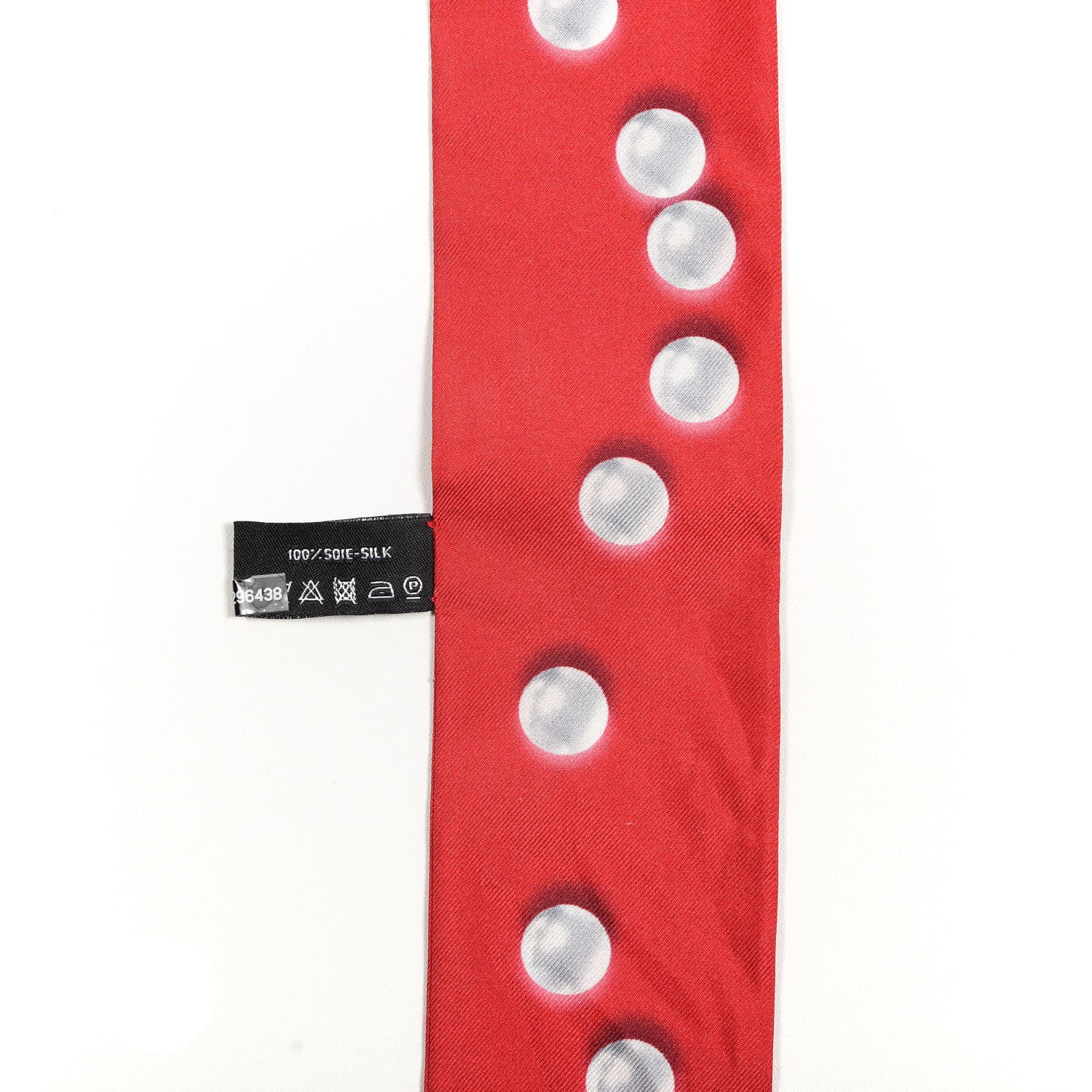Chanel Silk Pearl CC Slim Bandeau Scarf Red 4 of 4