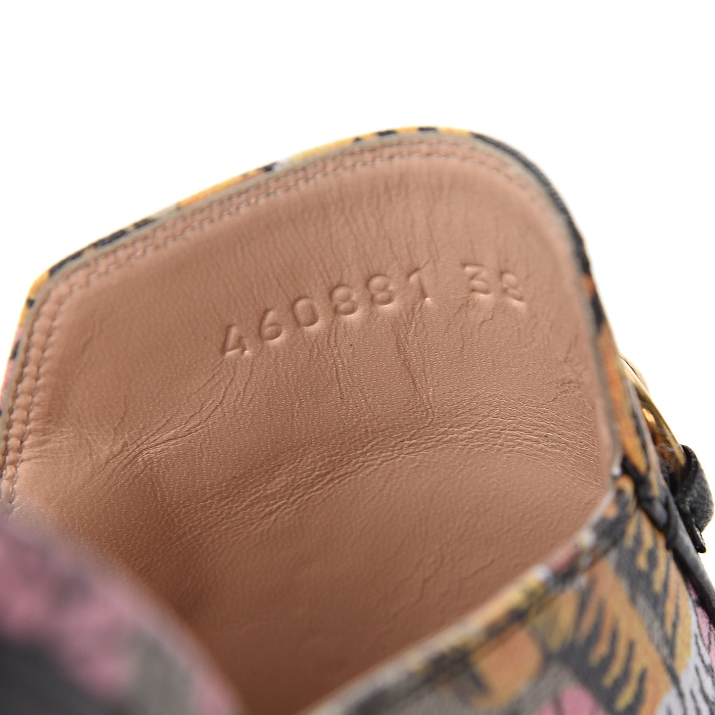 GG Supreme Monogram Bengal Womens Princetown Slippers 38 Beige Crop Pink