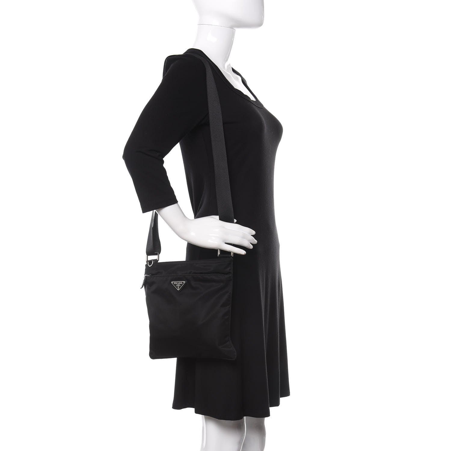 Prada Nylon Vela Small Flat Messenger Bag Black 2 of 10