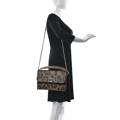 Christian Louboutin Calfskin Leopard Print Loubiblues Paris Clutch Bag Brown 2 of 13