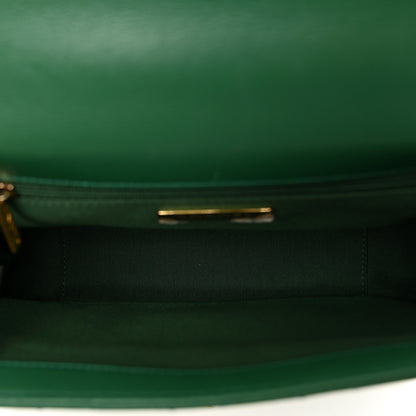 Chanel Lambskin Quilted Chain Infinity Top Handle Flap Green 6 of 11