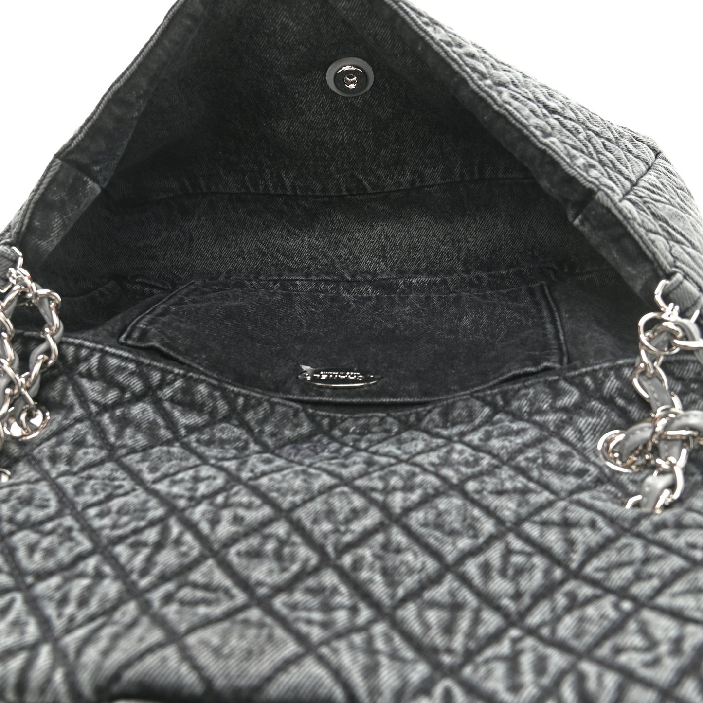Denim Quilted Denimpression Flap Grey Black