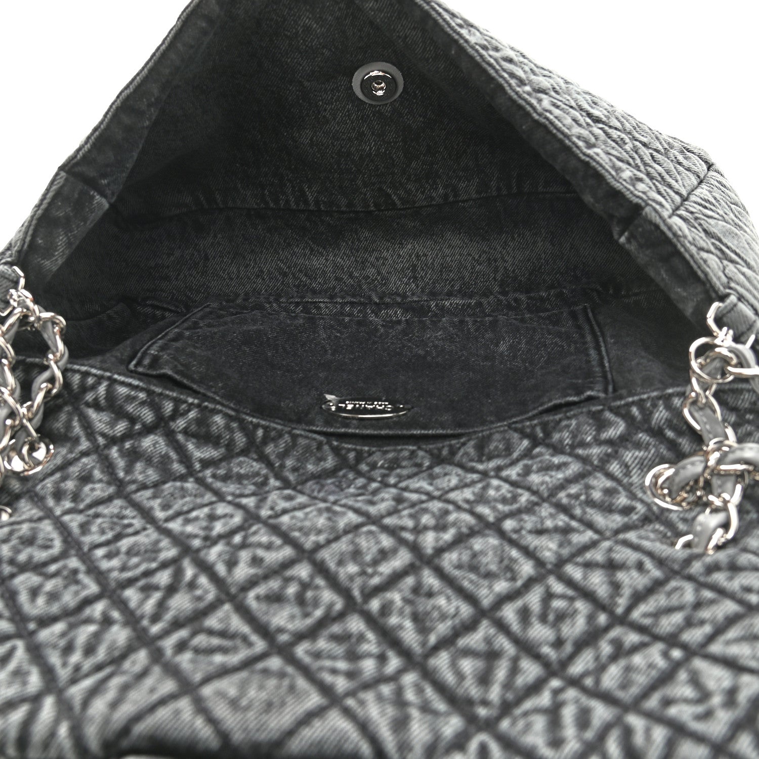 Chanel Denim Quilted Denimpression Flap Grey Black 5 of 9
