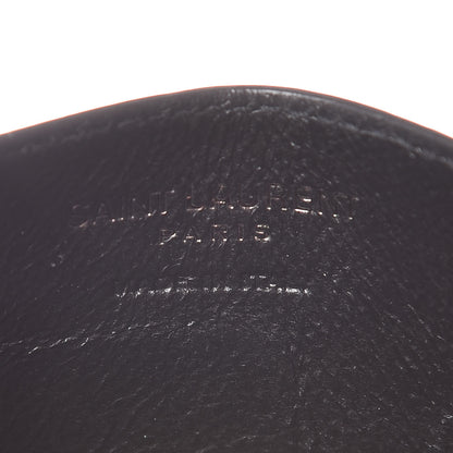 Saint Laurent Calfskin Crocodile Embossed Monogram Credit Card Case Black 6 of 12