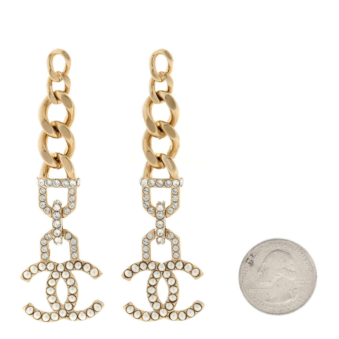 Metal Crystal CC Vendome CC Dangle Earrings Gold