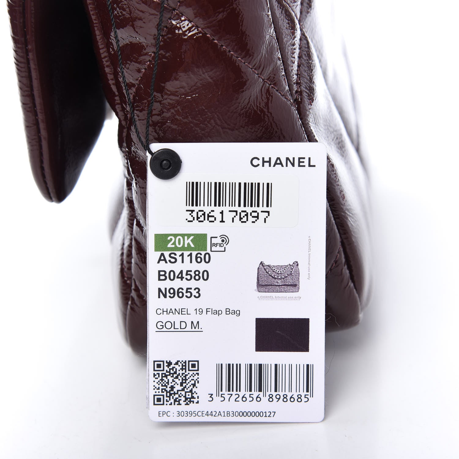 Chanel Shiny Crumpled Calfskin Quilted Medium Chanel 19 Flap Burgundy 12 of 12