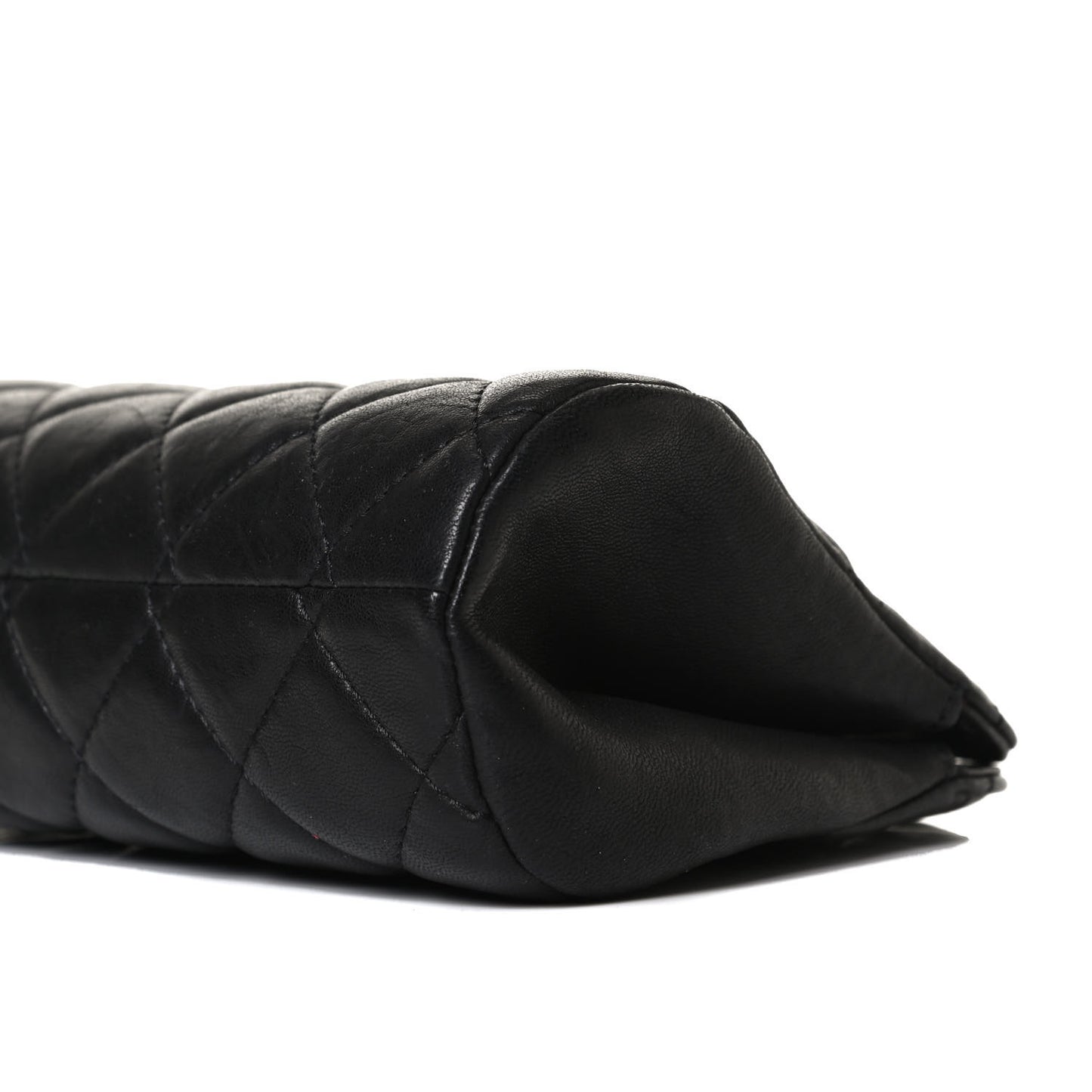 Aged Calfskin Quilted Leo Lion Clutch Black