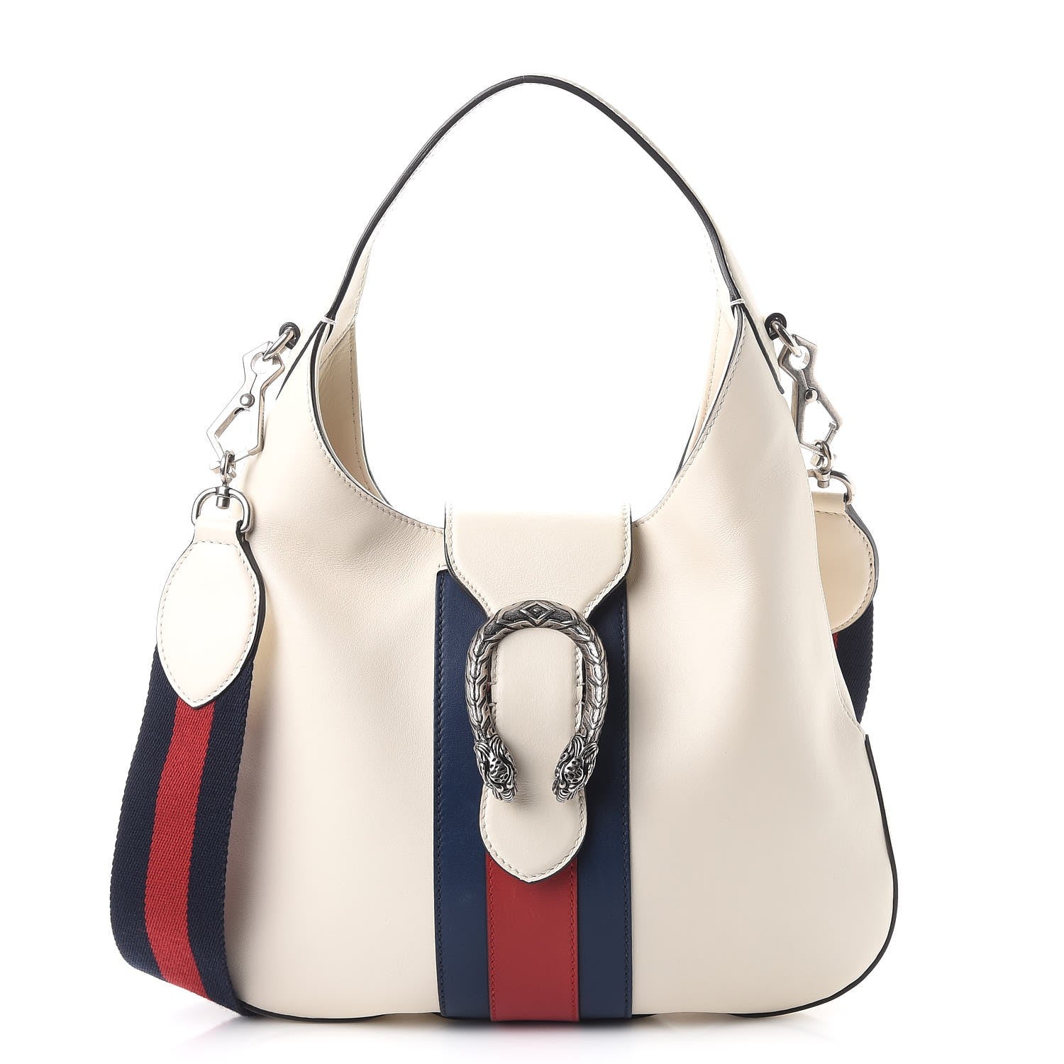 Gucci Calfskin Web Stripe Small Dionysus Hobo White 1 of 9