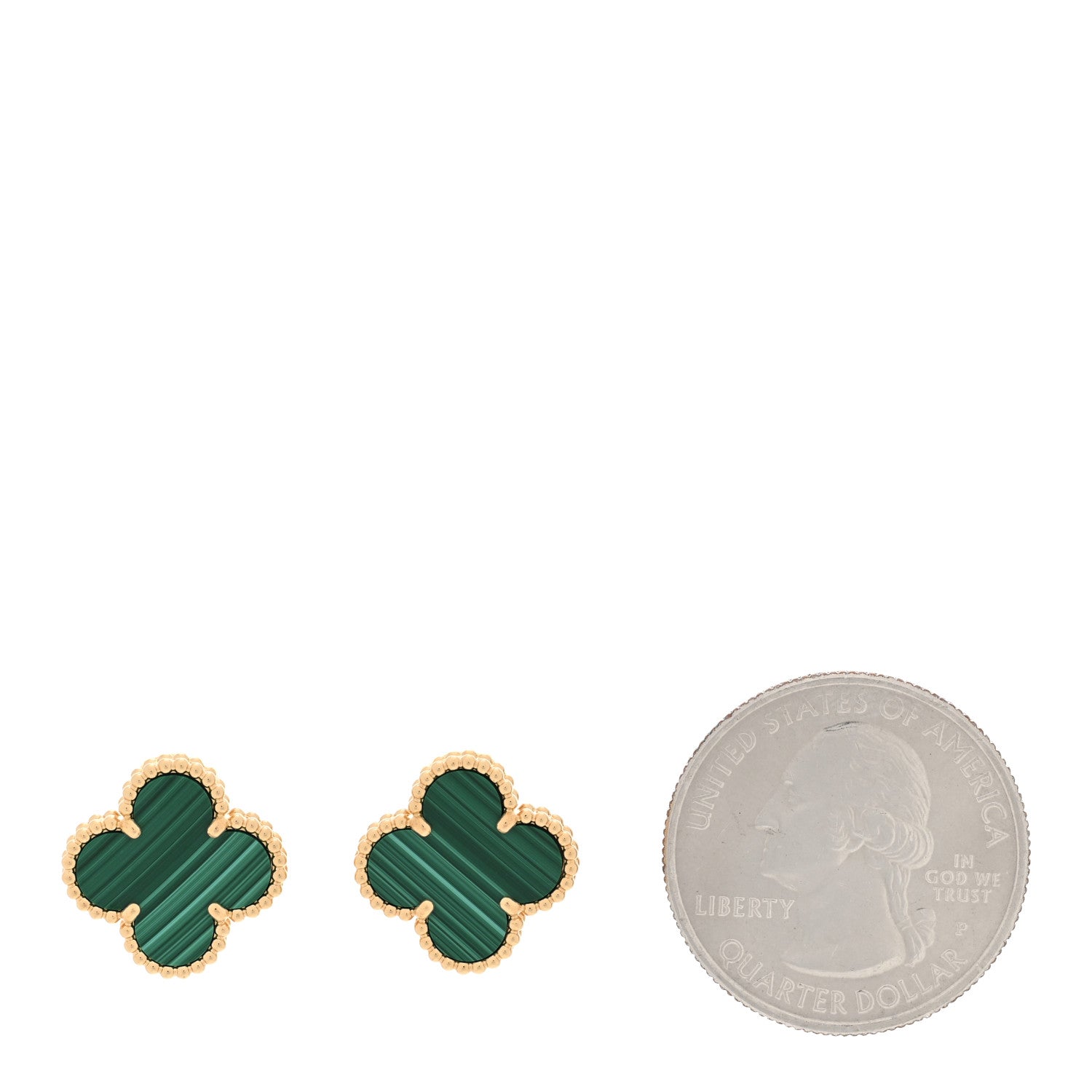 Van Cleef & Arpels 18K Yellow Gold Malachite Vintage Alhambra Earrings 2 of 6