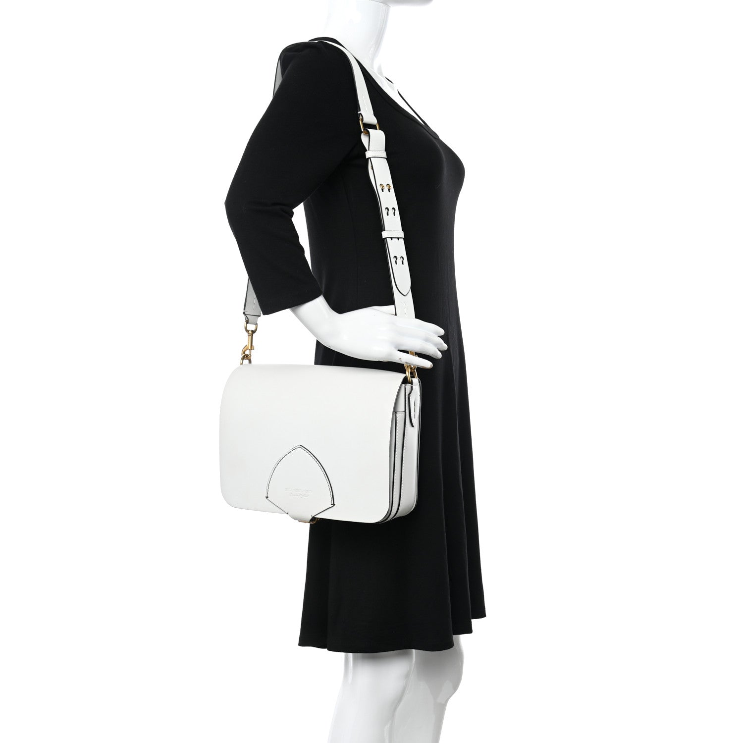 Burberry Calfskin Large Square Satchel Chalk White 2 of 15