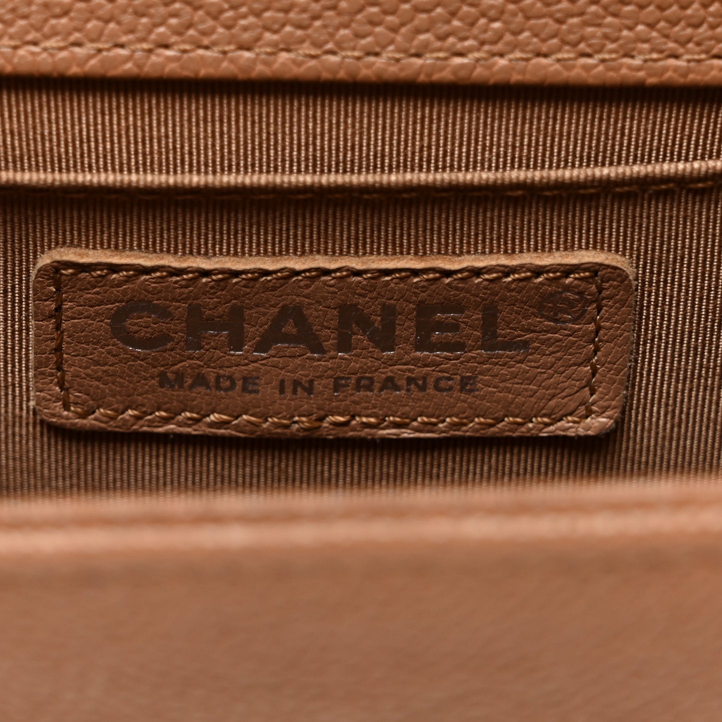 Caviar Quilted Medium Boy Flap Light Brown
