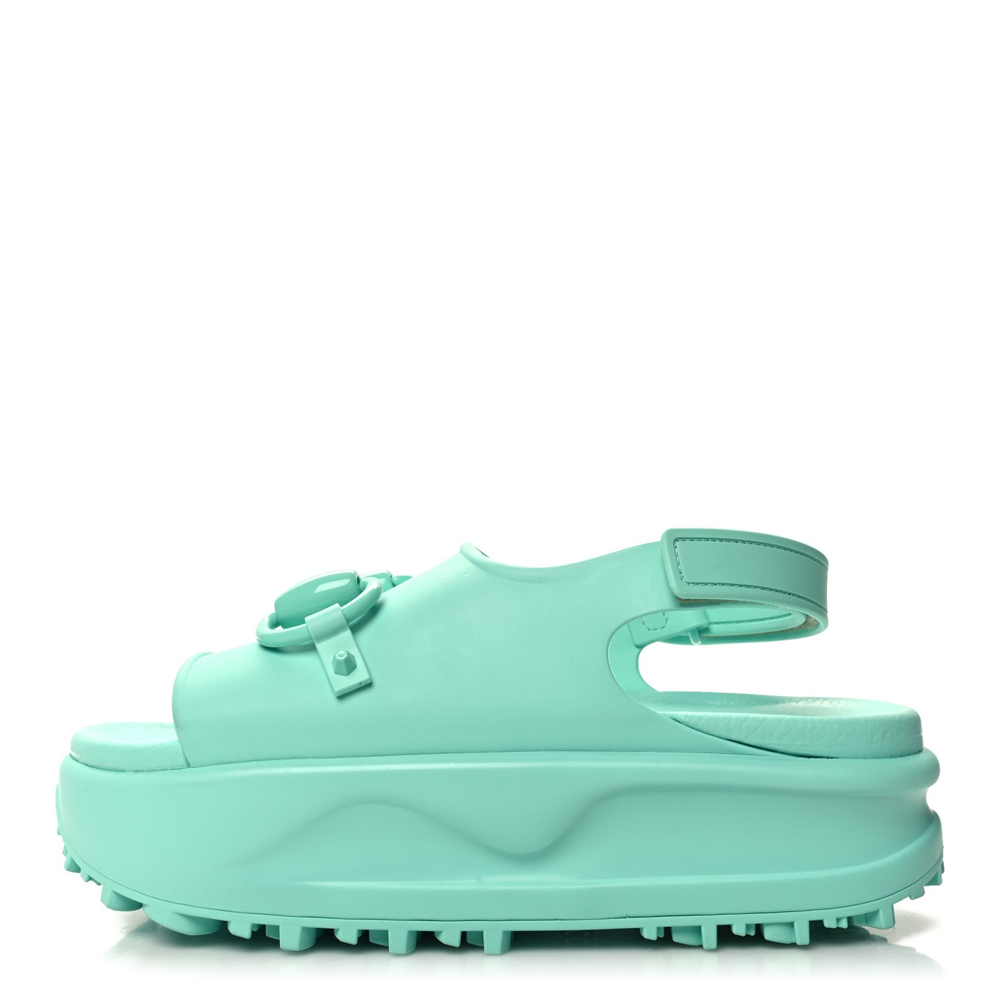 Soft Rubber Horsebit Womens Slingback Sandals 37 Teal Cyan