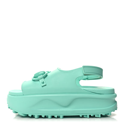 Gucci Soft Rubber Horsebit Womens Slingback Sandals 37 Teal Cyan 1 of 7