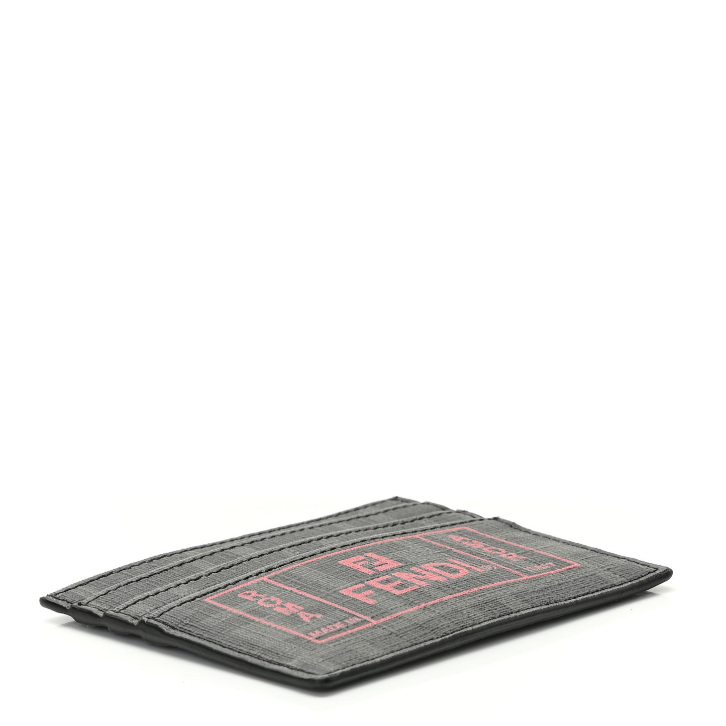 Glazed Fabric FF 1974 Roma Amor Card Holder Black Rosso