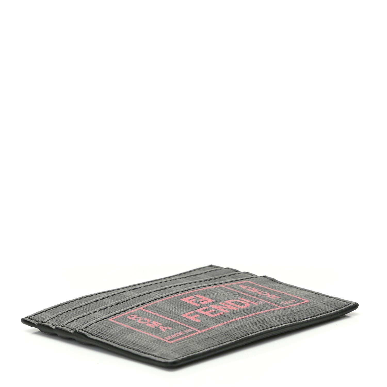 Fendi Glazed Fabric FF 1974 Roma Amor Card Holder Black Rosso 4 of 7