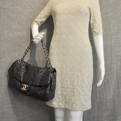 Chanel Vinyl Graphic Edge Flap Bag Black 2 of 11