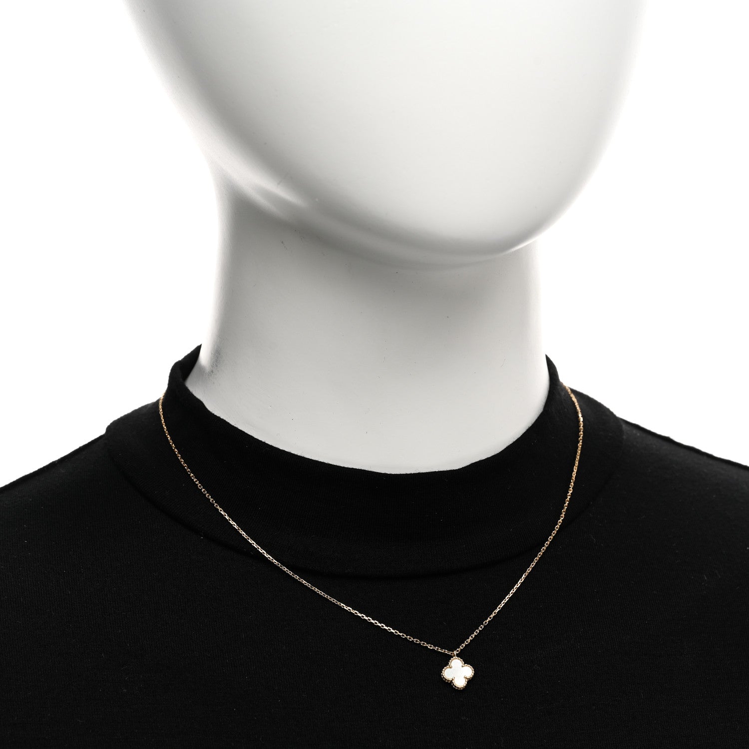 Van Cleef & Arpels 18K Yellow Gold Mother of Pearl Sweet Alhambra Pendant Necklace 2 of 5