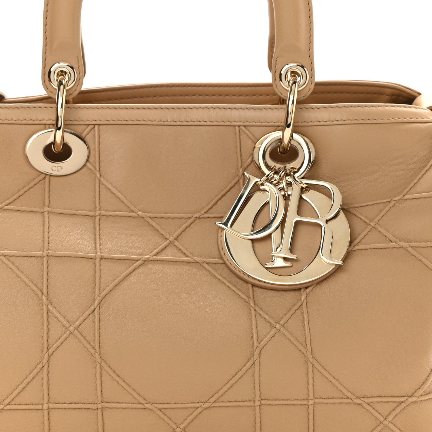 Christian Dior Lambskin Cannage Granville Polochon Beige 7 of 9