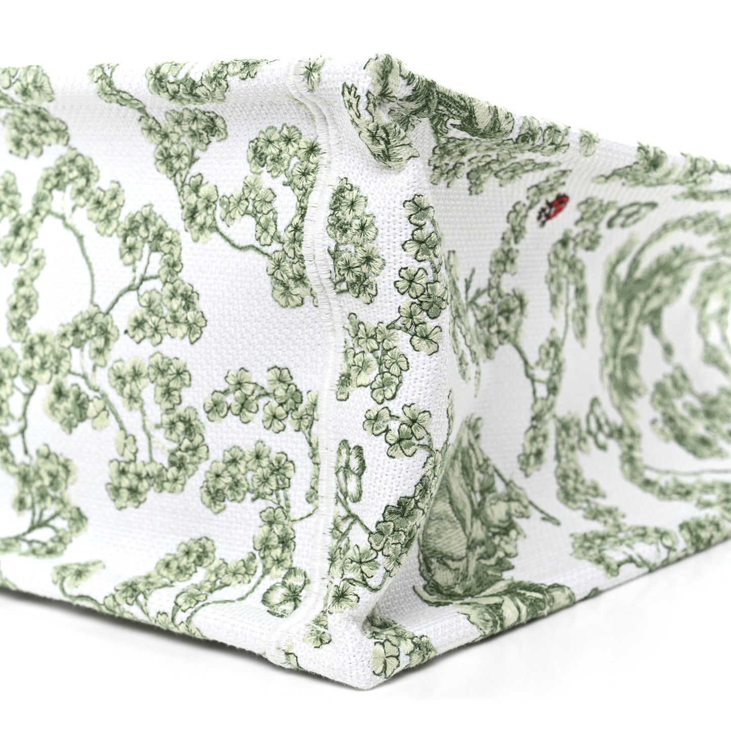 Cotton Toile De Jouy Clover Embroidered Dior Medaillon Medium Book Tote With Strap Verde Multicolor