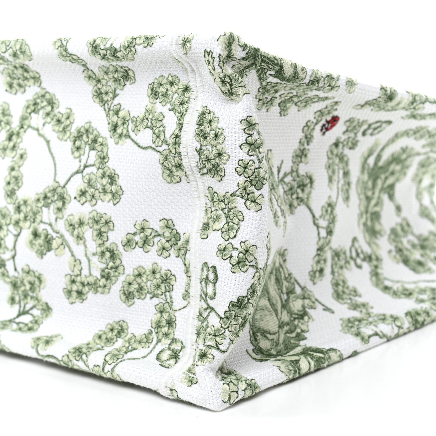Christian Dior Cotton Toile De Jouy Clover Embroidered Dior Medaillon Medium Book Tote With Strap Verde Multicolor 10 of 12
