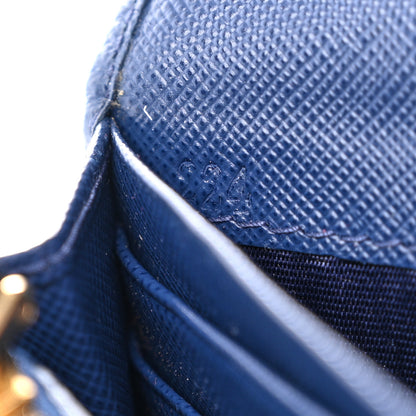 Prada Saffiano Triangle Continental Flap Wallet Bleuette 7 of 14