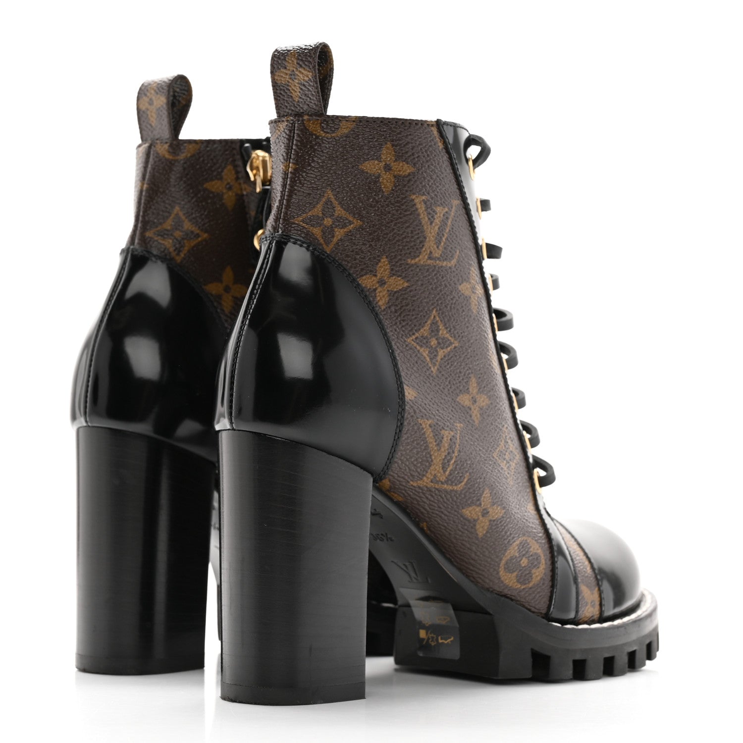 Louis Vuitton Patent Calfskin Monogram Star Trail Ankle Boots 36.5 Black 4 of 26