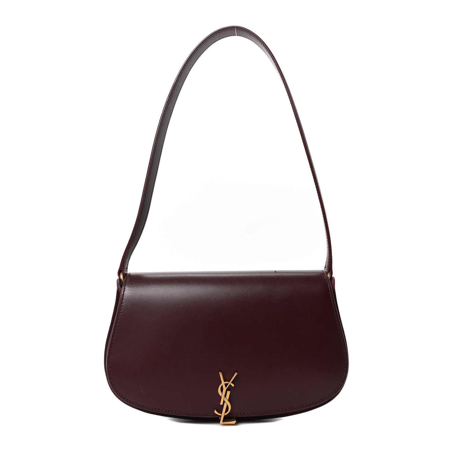 Saint Laurent Box Calfskin Mini Voltaire Shoulder Bag Rouge Cabernet 1 of 10