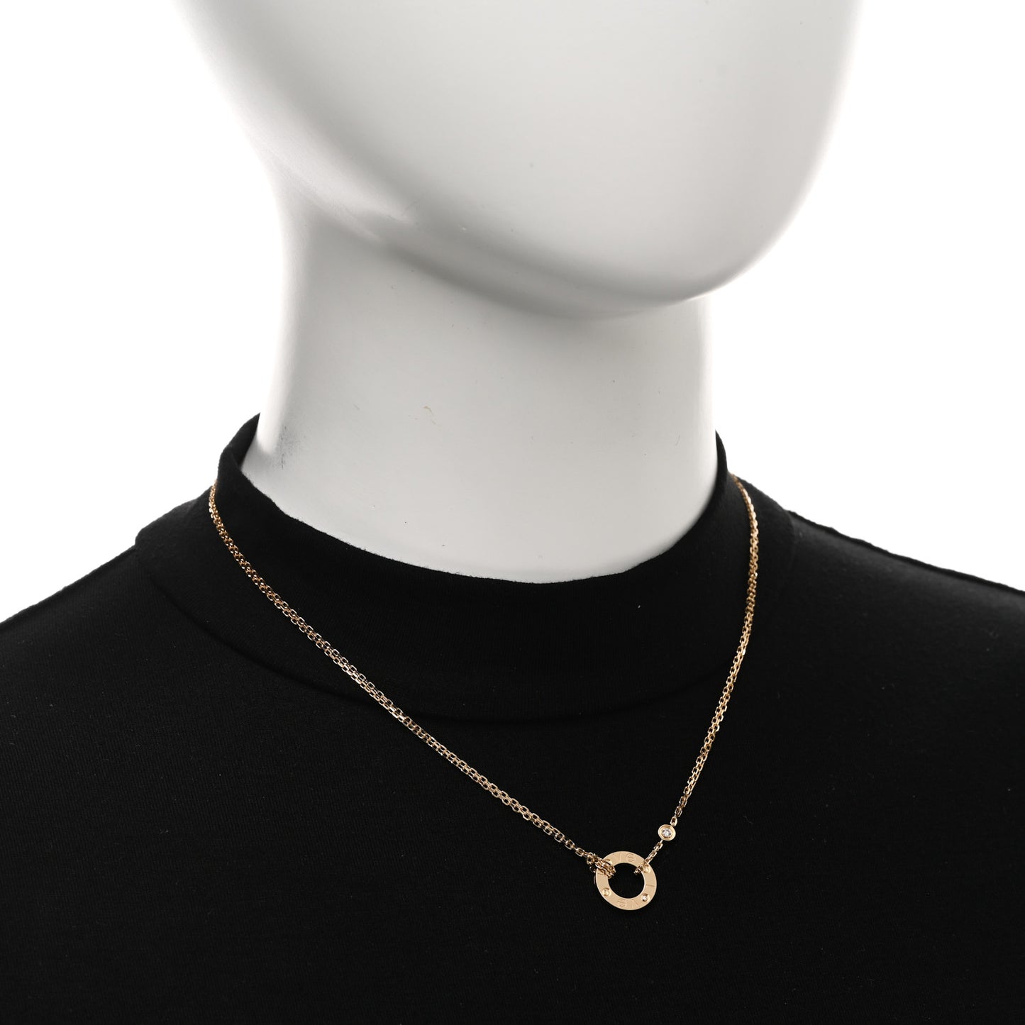 18K Yellow Gold 2 Diamond LOVE Necklace