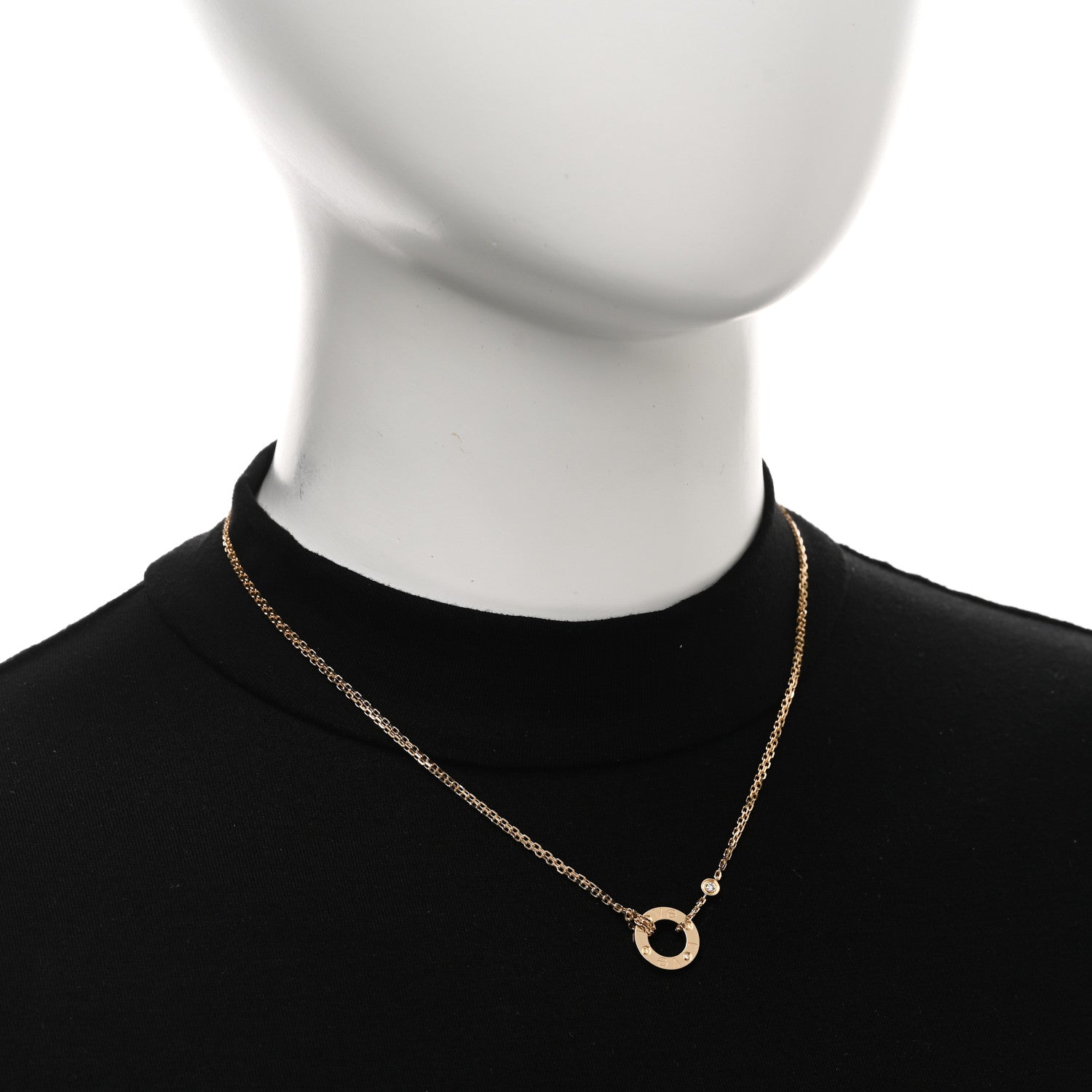Cartier 18K Yellow Gold 2 Diamond LOVE Necklace 2 of 5