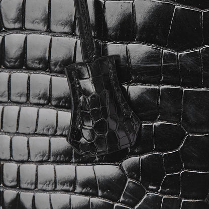 Hermes Shiny Porosus Crocodile Birkin 35 Black 14 of 32